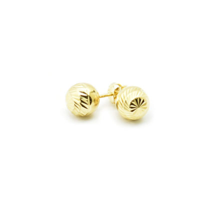 Złote kolczyki kulki diamentowane – 8 mm